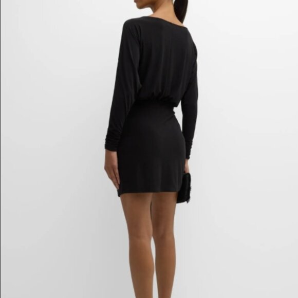 Ramy Brook Naomi Long-Sleeve Wrap Mini Dress – Black, Size XS – NWT - Picture 4 of 5
